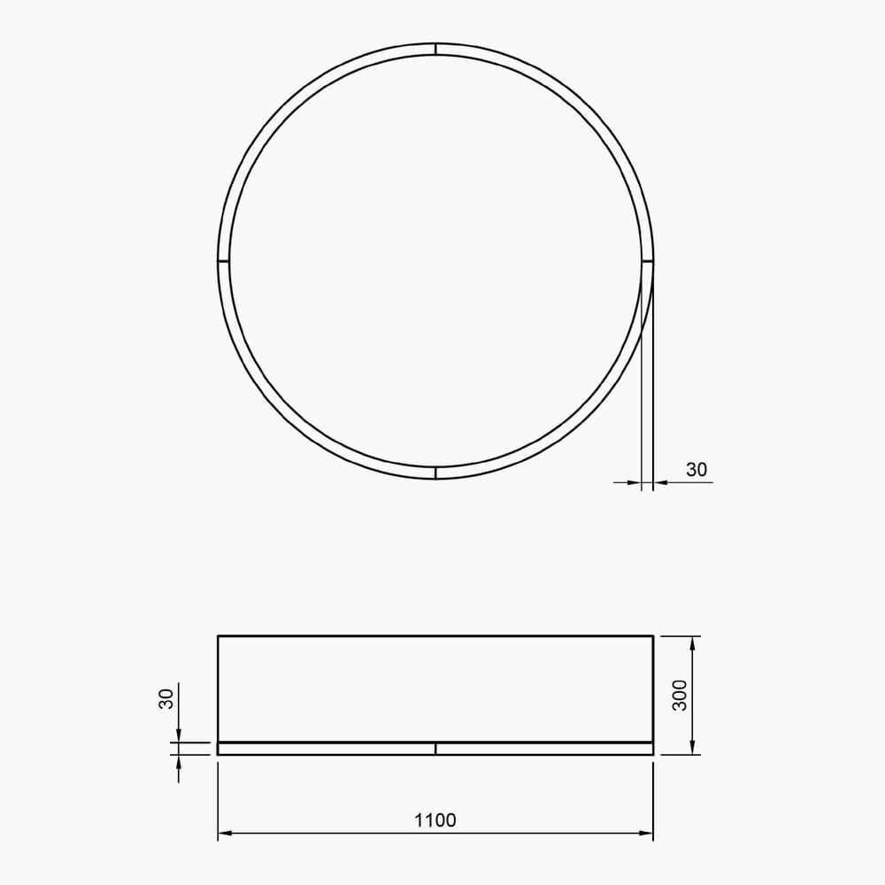 Holz Rund LED - Deckenleuchte 1100×300 – Bild 4