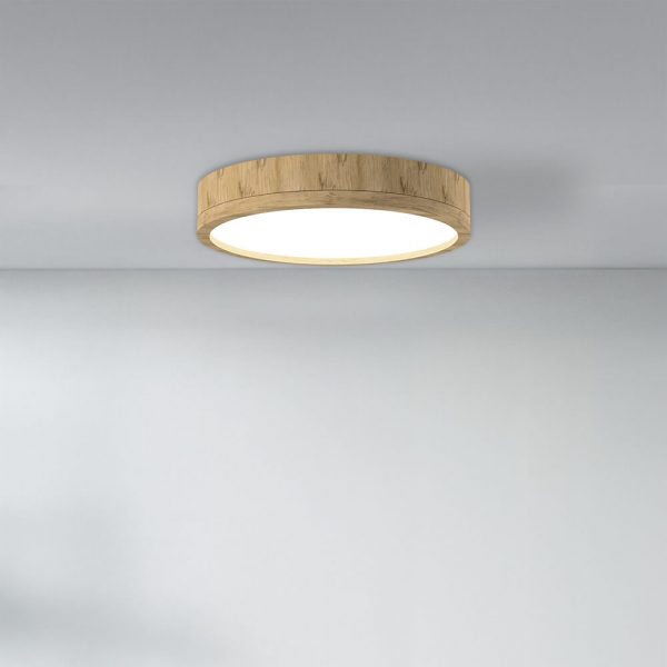 Holz Rund LED - Deckenleuchte 600×110