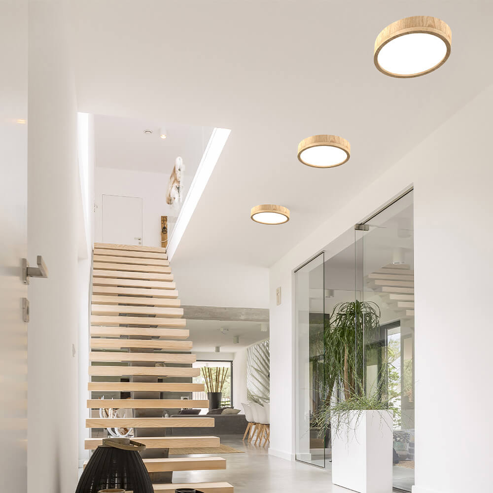 Holz Rund LED - Deckenleuchte 600×110 – Bild 3