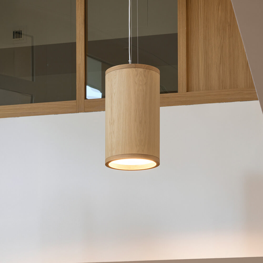 Holz Rund LED - Pendelleuchte 400×690