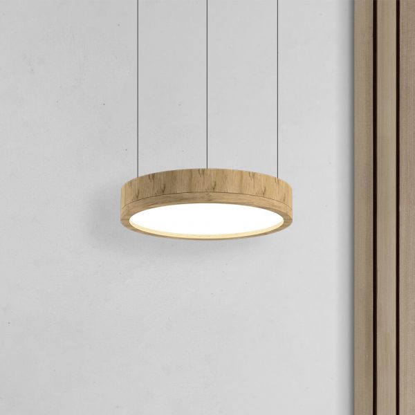 Holz Rund LED - Pendelleuchte 600×110