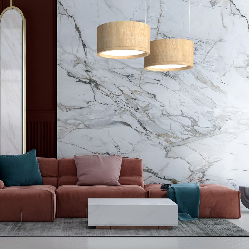 Holz Rund LED - Pendelleuchte 600×300 – Bild 2