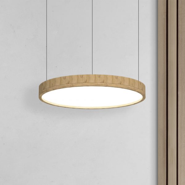 Holz Rund LED - Pendelleuchte 850×110