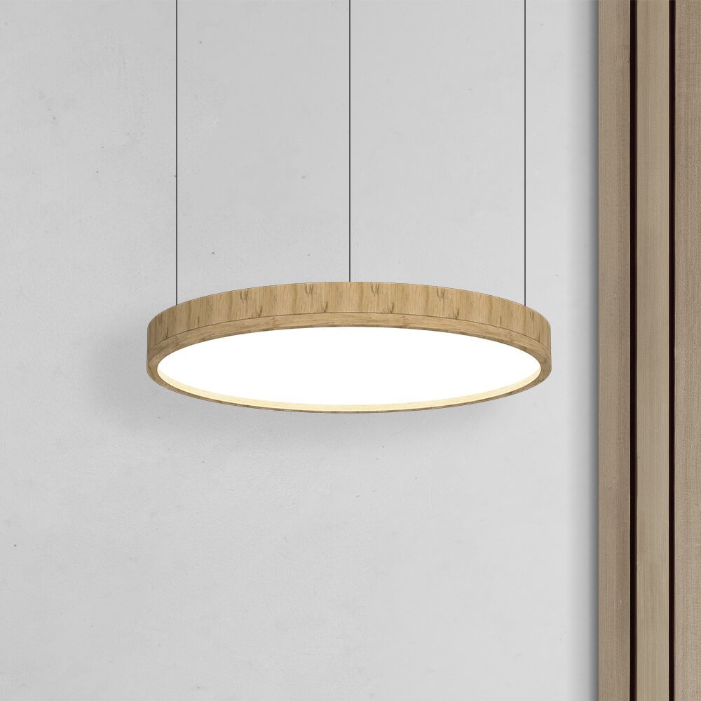 Holz Rund LED - Pendelleuchte 850×110