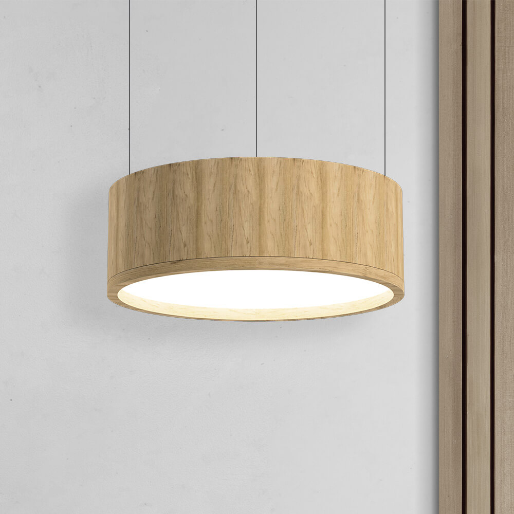 Holz Rund LED - Pendelleuchte 850×300